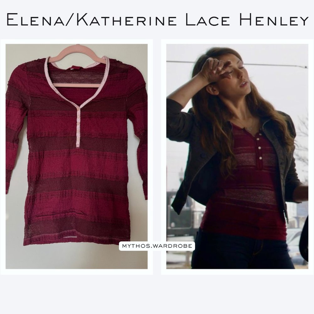 Burgundy Lace Henley ALT Katherine Pierce/Elena Gilbert